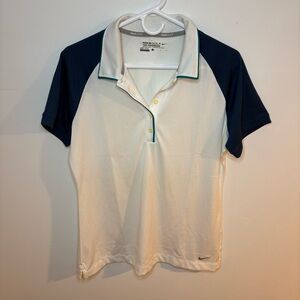 Nike | Dri-Fit Tour Performance Golf Polo Shirt - White Blue ; Womens L